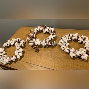 Set of three Cotton Boll Wreaths, Great Condition, Used Few Times